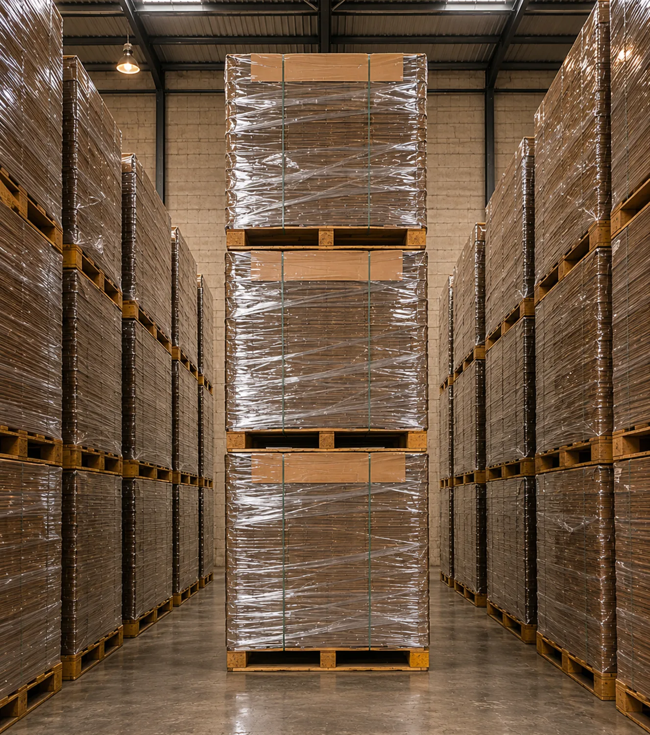 Almacén con palets de cajas